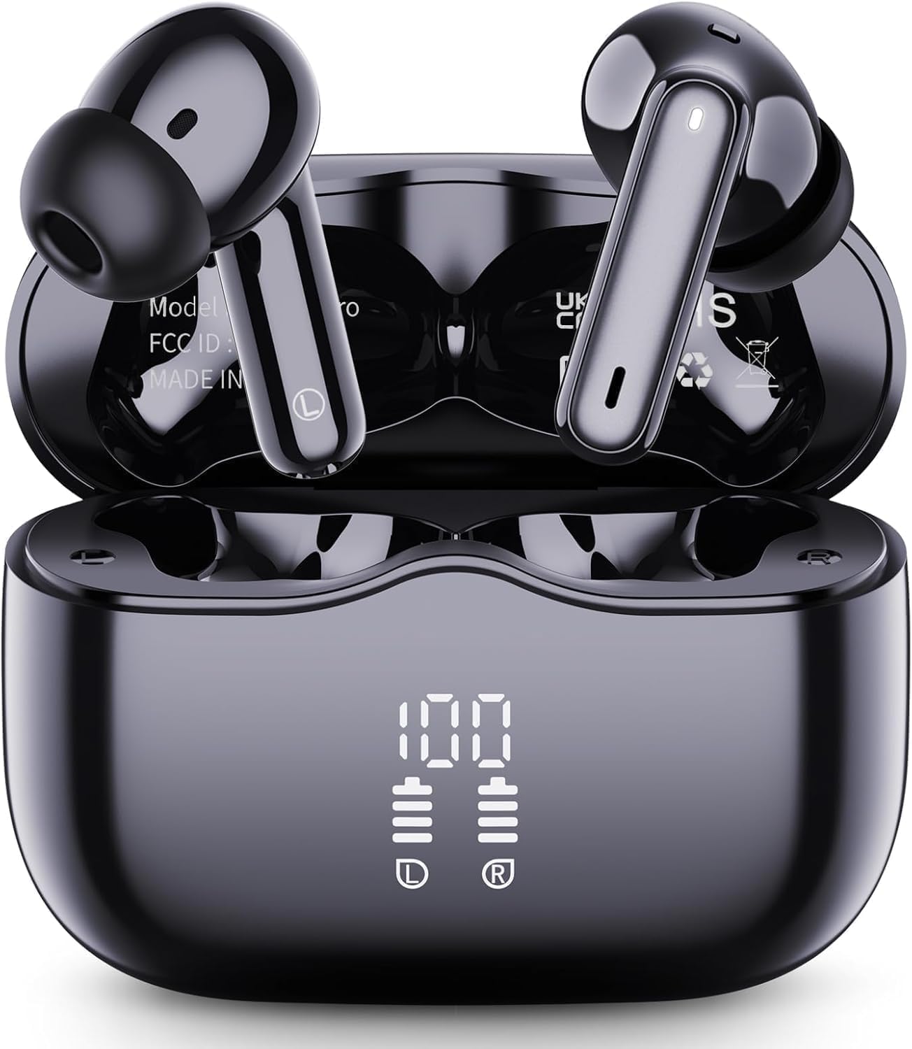 Wireless Earbuds, Bluetooth 5.4 Headphones in Ear 3D Bass Stereo Sound, 40H Wireless Earphones with 4 ENC Noise Cancelling Mic, IP7 Waterproof Bluetooth Earbuds LED, AI-Enhanced Calls for Android iOS