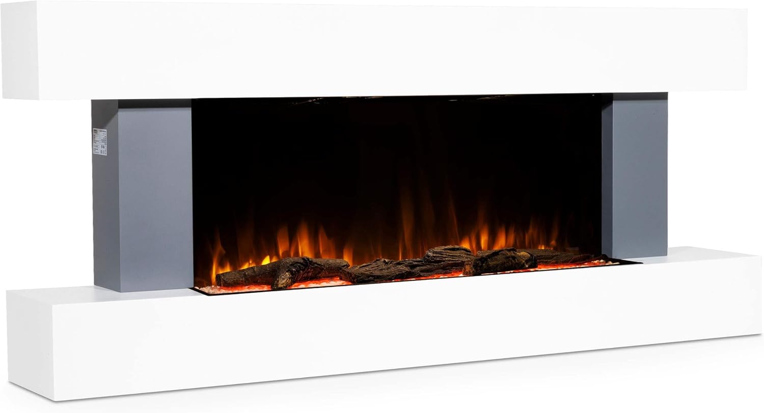 Baridi Wall Mounting Electric Fireplaces with LED Flame Effects (Grey, 52")