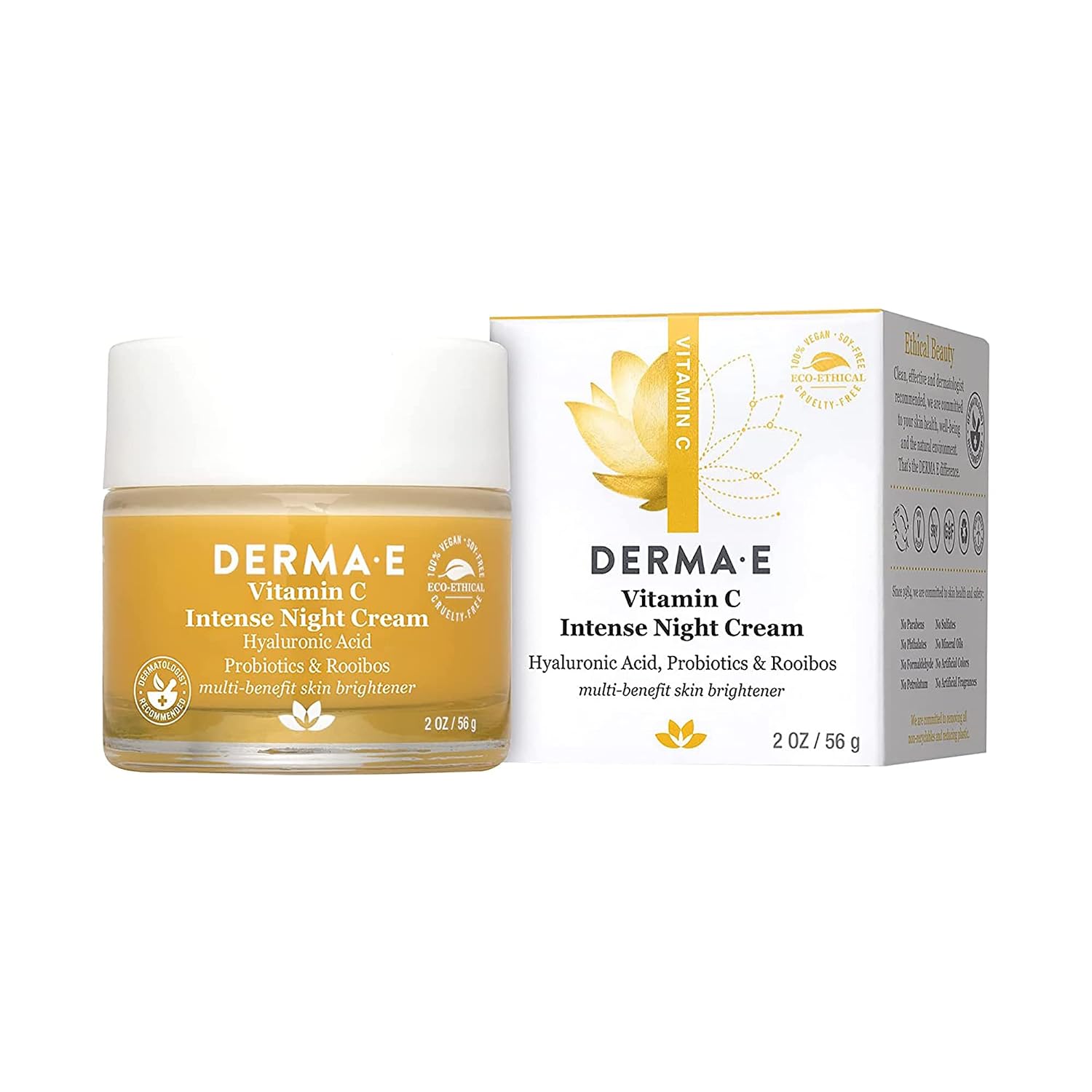 DERMA E Vitamin C Intense Night Cream, 2 Oz Brightening Facial Moisturizer