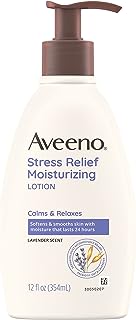 Aveeno Daily Stress Relief Body Lotion with Lavender Scent for Moisturizing , Natural Oatmeal to Calm & Relax, Non-Greasy, 12 fl. oz