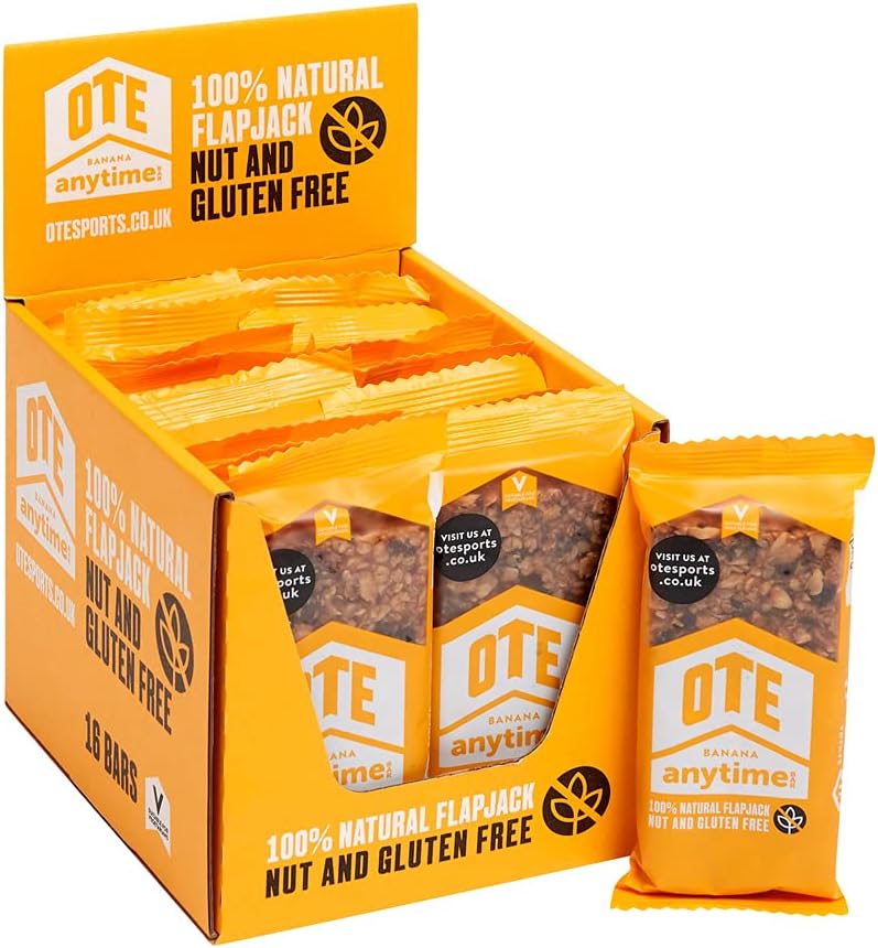 OTE Anytime Bars - Energy Bars for Cycling - Cycling Nutrition Bars - Nut Free Snacks for Running - Endurance Flapjack Bars - Box of 16 x 62g