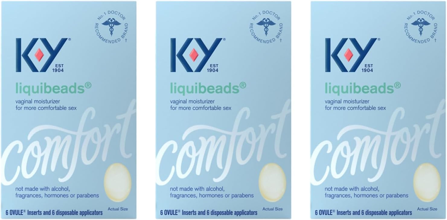 K-Y Liquibeads Silicone-Based Formula 6 Bead Inserts and 6 Applicators Vaginal Moisturizer & Lube for More Comfortable Sex for Men, Women and Couples (3 Pack)
