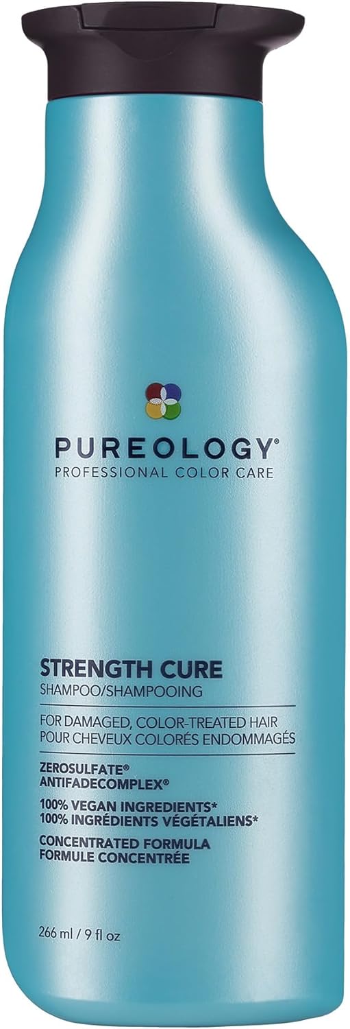 Pureology Strength Cure, Strengthening Shampoo, For Damaged, Colour Treated Hair, Vegan Formulas, Sulphate Free for a Gentle Cleanse