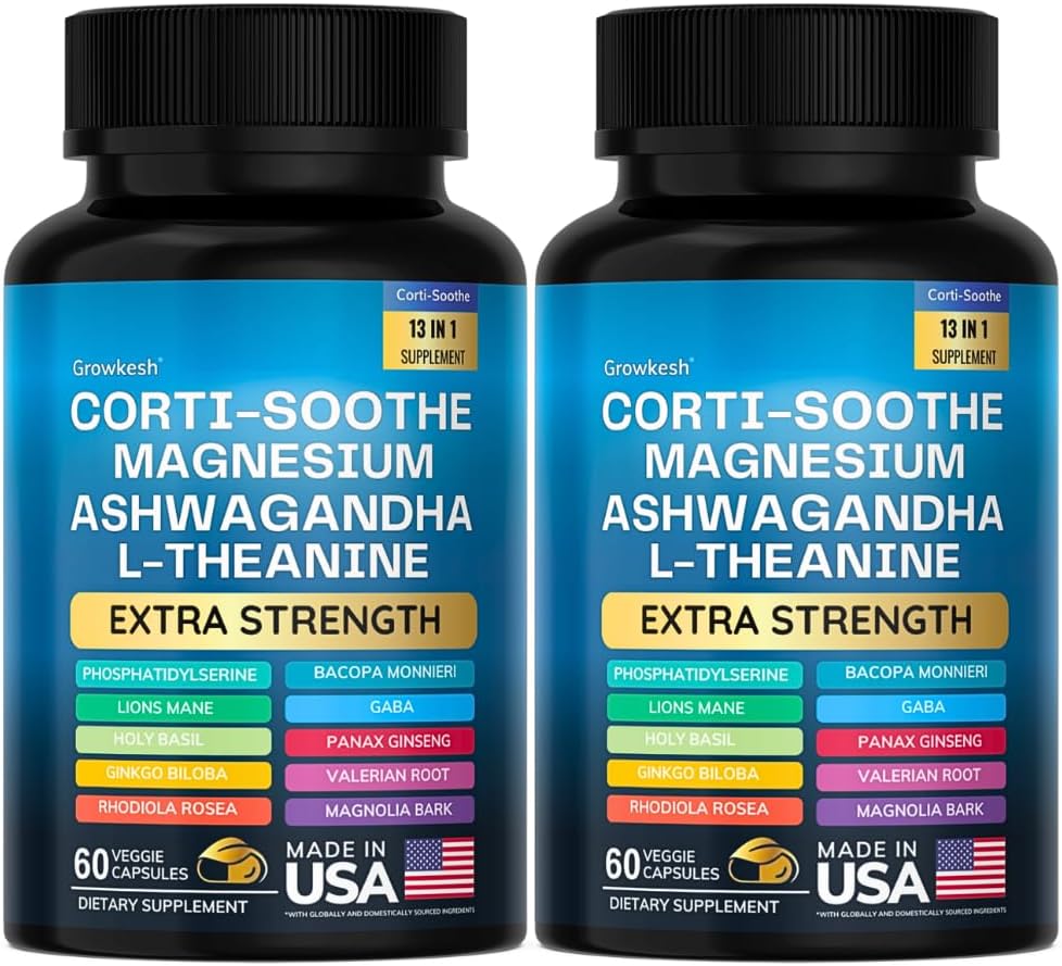 Corti-Soothe | Magnesium ashwagandha | Supplement Use for Men & Women - 120 Capsules (Pack 2)