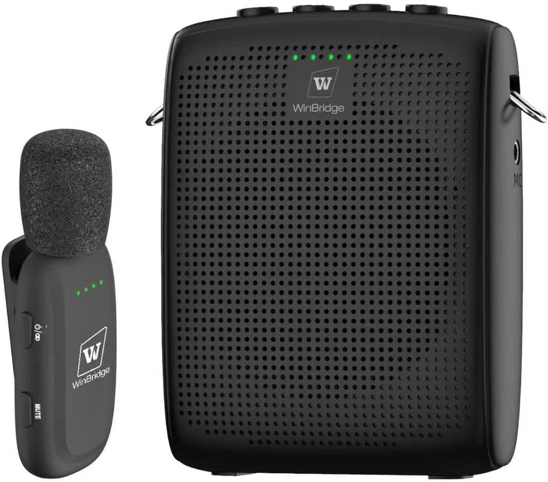 WinBridge Wireless Voice Amplifier with Clip-On Lapel Mic for Teachers