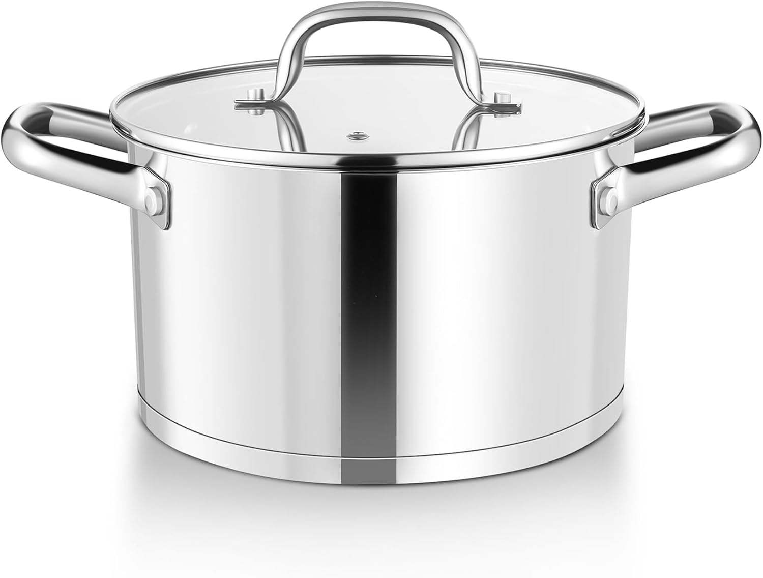 HaWare 4.5L Stock Pot, 22cm Stainless Steel Stockpot with Clear Lid, Tri-Ply Bottom Cooking Pot for Pasta/Meat/Soup, Suit for Induction/Electric/Gas/Ceramic, Healthy & Easy Clean