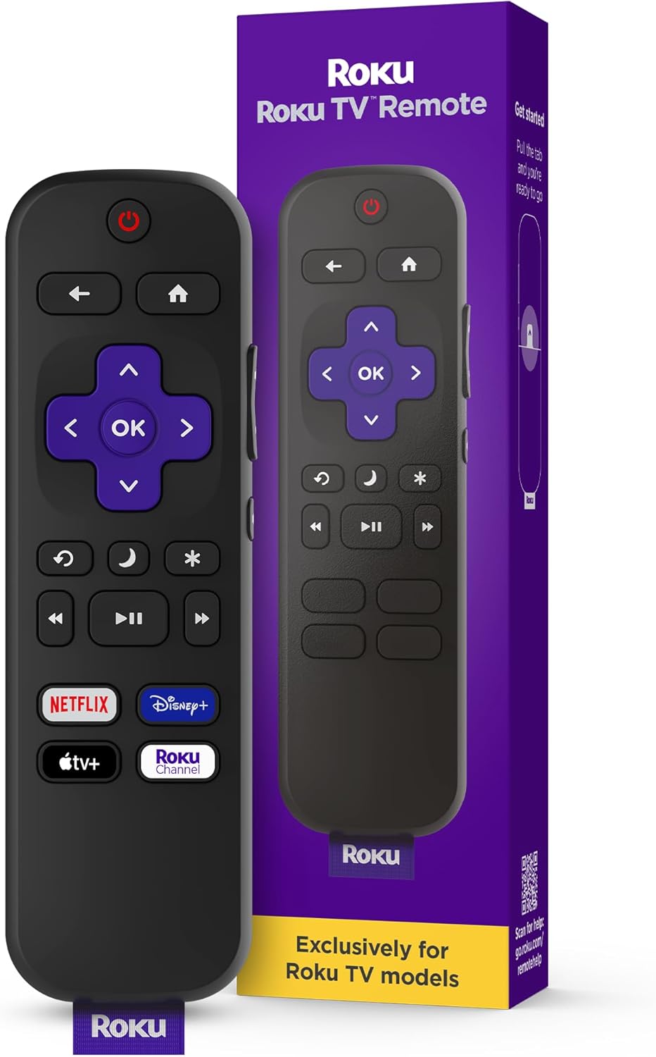 Roku TV Remote Control (Official Manufacturer Product) - Simple Setup, & Pre-Set App Shortcuts - Replacement Remote Compatible with RokuTV Models ONLY (Not Roku Players)