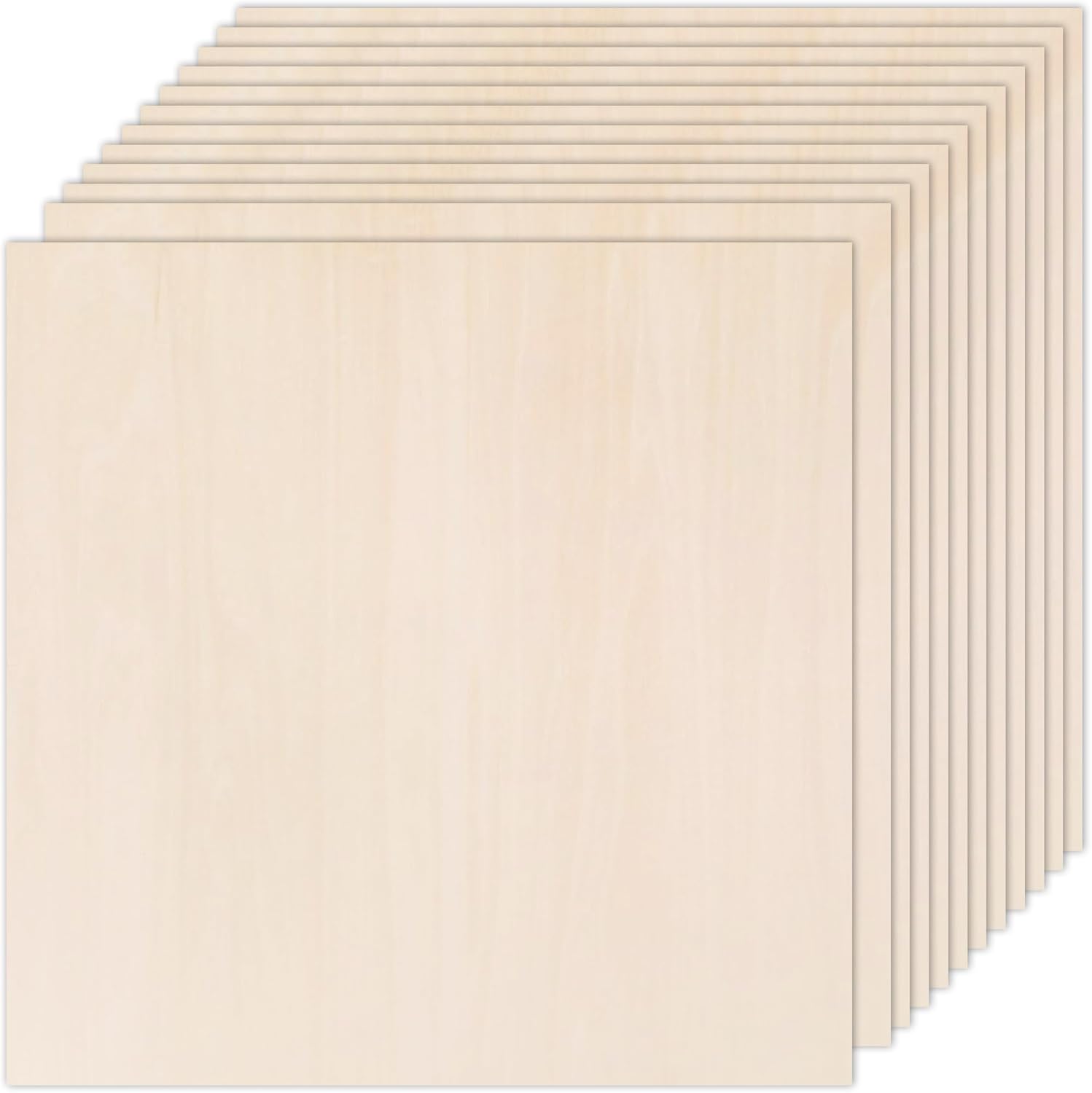 12Pcs Plywood Sheets, 300 x 300 x 3mm Unfinished Basswood Sheets Board for Woodcraft Model, Crafts, Painting, Engraving, Stenciling, Home Decor (H001)