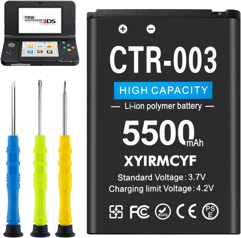 5500mAh CTR-003 CTR003 Battery, (2024 New Upgrade) High Capacity Battery Compatible with CTR-003 Nintendo 3DS 2DS-with Tool kit