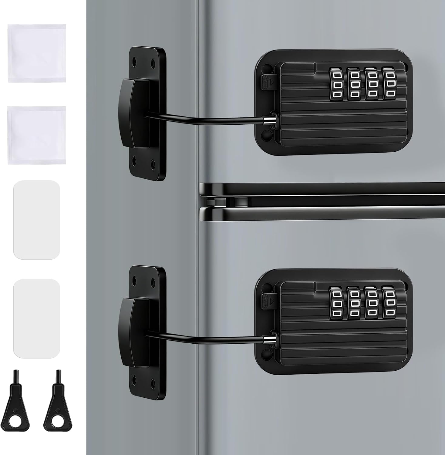 Flintronic Refrigerator Locks with Password, 2 Pcs Home Fridge Lock No Drilling, Child Proof Fridge Door Locks for Cabinets, Kitchen Refrigerator, Freezer Doors, Closets, Drawers, Windows