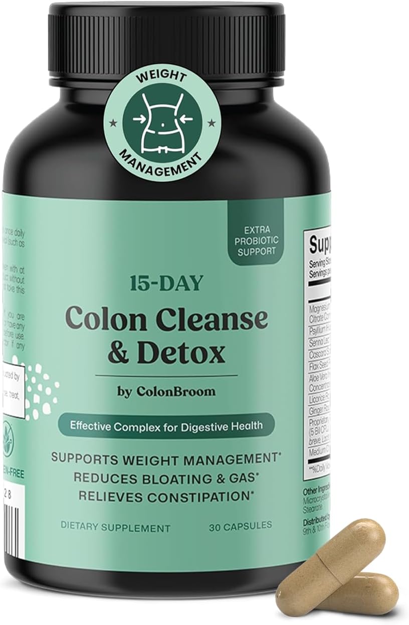 ColonBroom 15 Day Colon Cleanse & Detox Cleanse for Weight Loss with Probiotics & Magnesium to Support Digestion, Reduce Bloating & Boost Metabolism - Gentle & Effective Gut Detox for Women