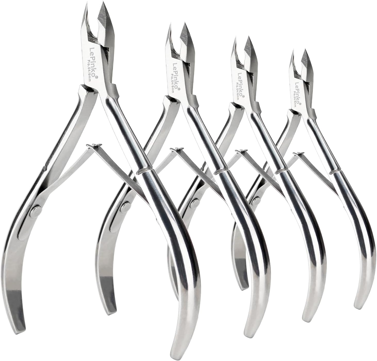 LePinko 4 Packs Upgraded Cuticle Trimmer kit, Sharp Dead Skin Clipper, Labor-saving Cuticula Remover for Fingernail Toenail, Manicure Pedicure Tool for Women Men, 5mm Jaw