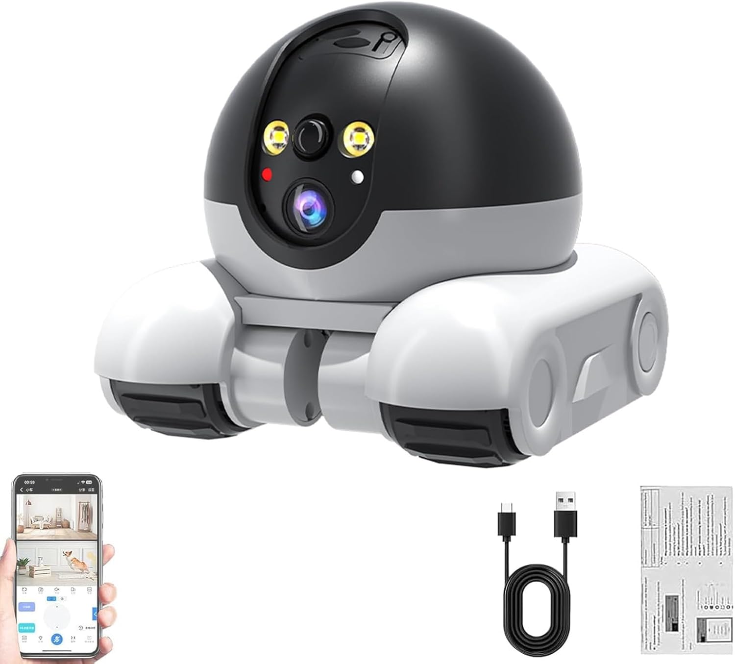 Distancebot Pro, Distance Bot Pro Robot, Patrol Buddy Robot Camera on Wheels, 360° Camera with 2-Way Talk, APP Remote Control, Night Vision, 1080p HD, Ultra-Long Battery Life (Wi-Fi)