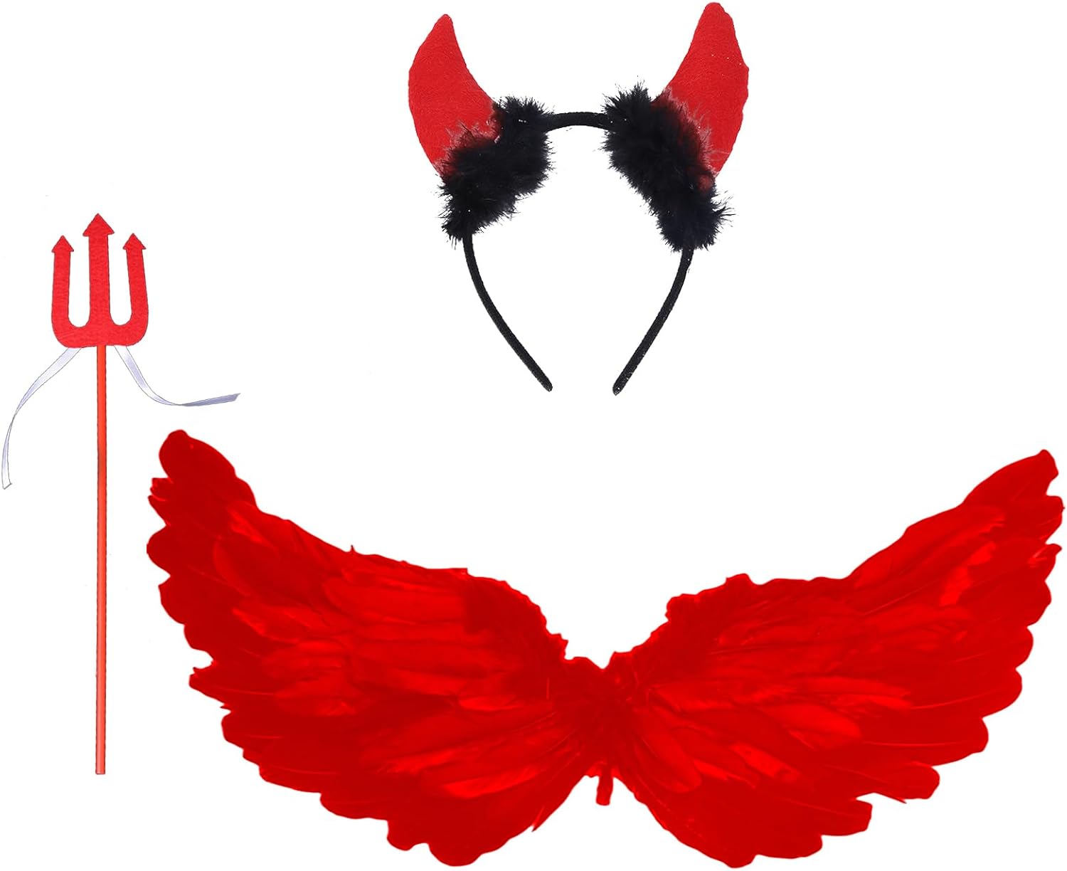 RONGZUBAT Halloween Wings,Angel Wings,Devil Horns,Heart Wand,Halloween Party,Feather Wings Angel for Carnival Party,Fancy Dress Costumes