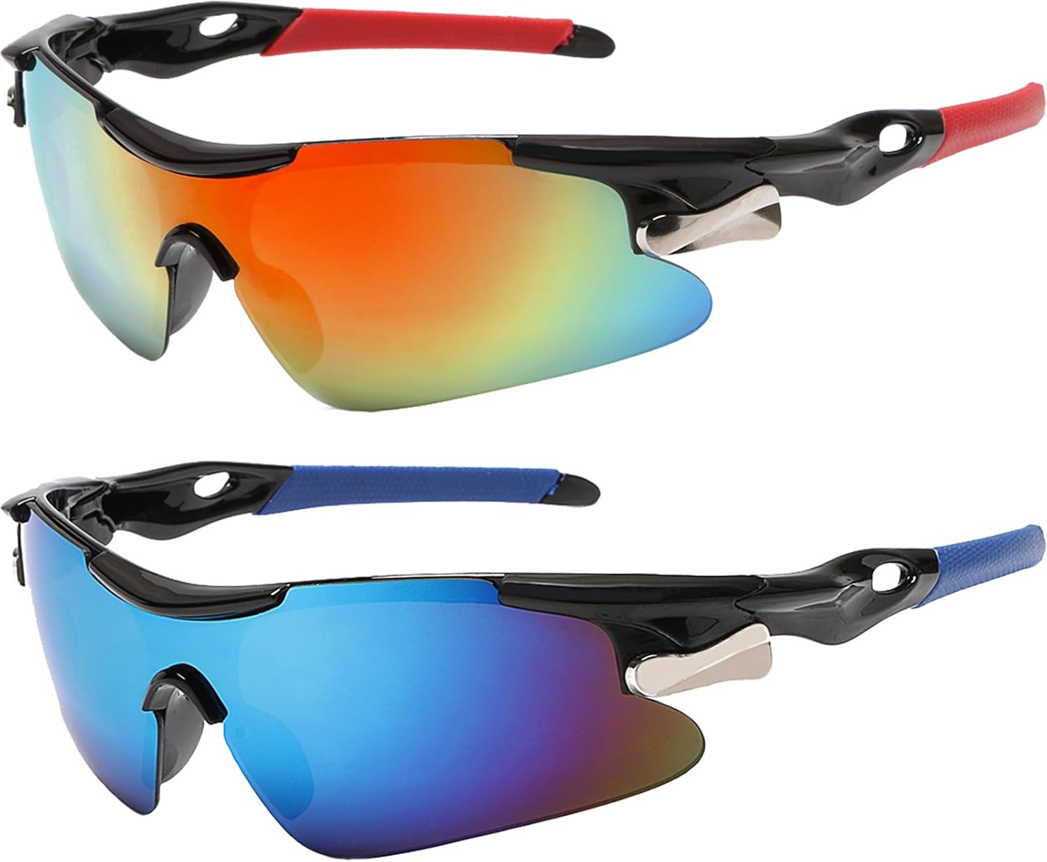 JSTHHTT 2 Pcs Cycling Glasses, Sports Sunglasses, Cycling Sunglasses for Men Women, Sun Glasses UV400 Protection Ski Goggles Outdoor Bicycle Motorbike Driving Fishing Running Fishing Goggles