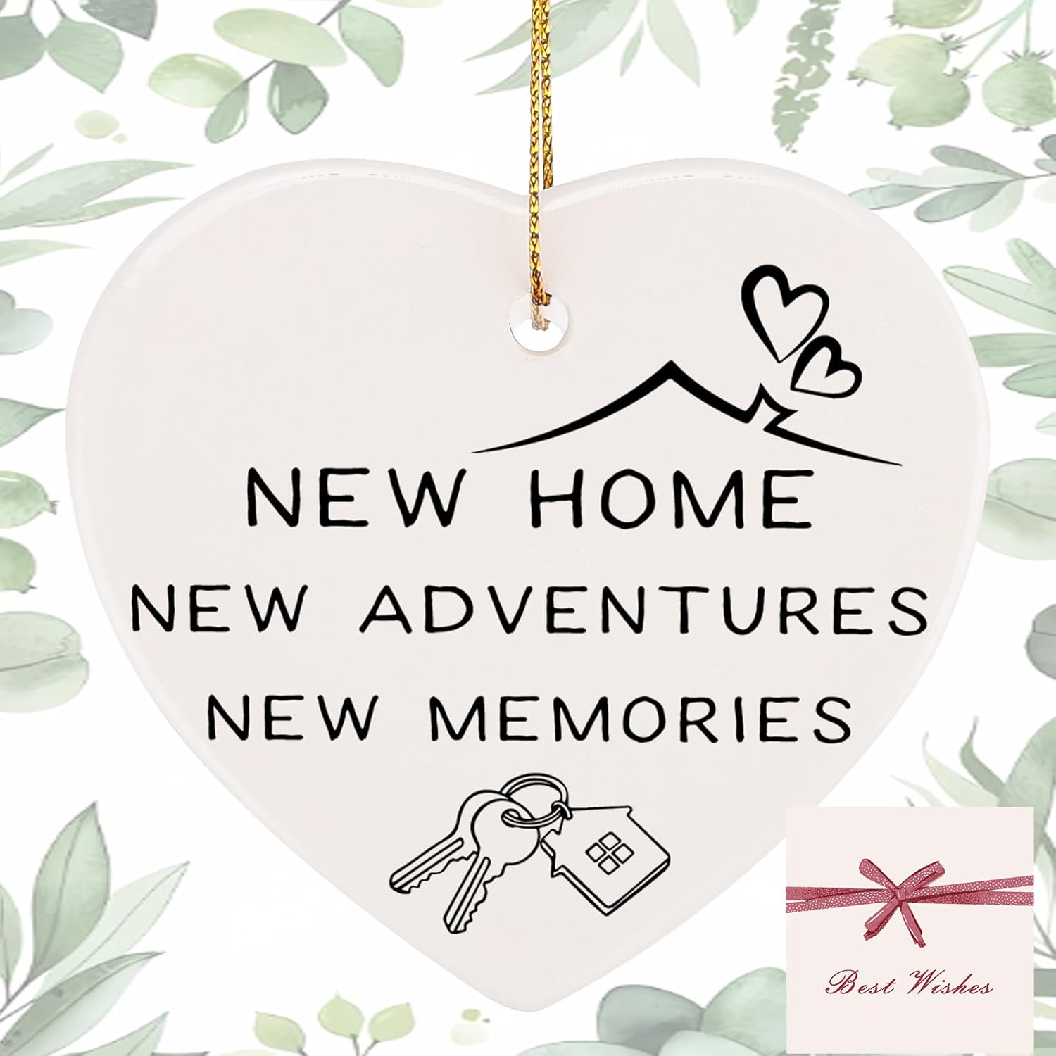 TheGiffter New Home Ceramic Card, House Warming Hanging Gifts, Housewarming Gift Ideas for Decor, Moving in New House Presents for Friends Neighbourhood Couple Family