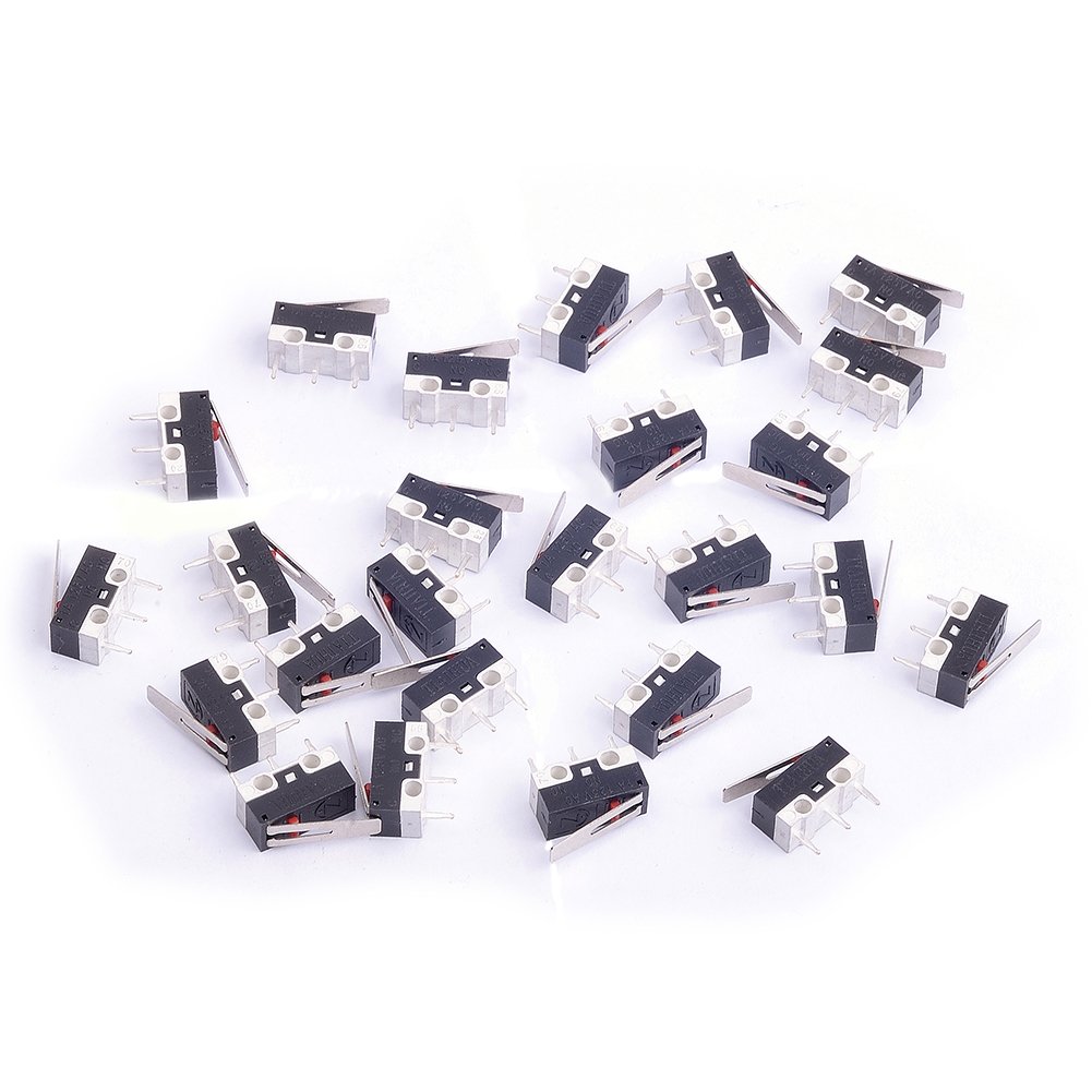 25Pcs AC 1A 125V 3Pin SPDT Limit Micro Switch Long Hinge Lever for Arduino (Pack of 25) CYT1073