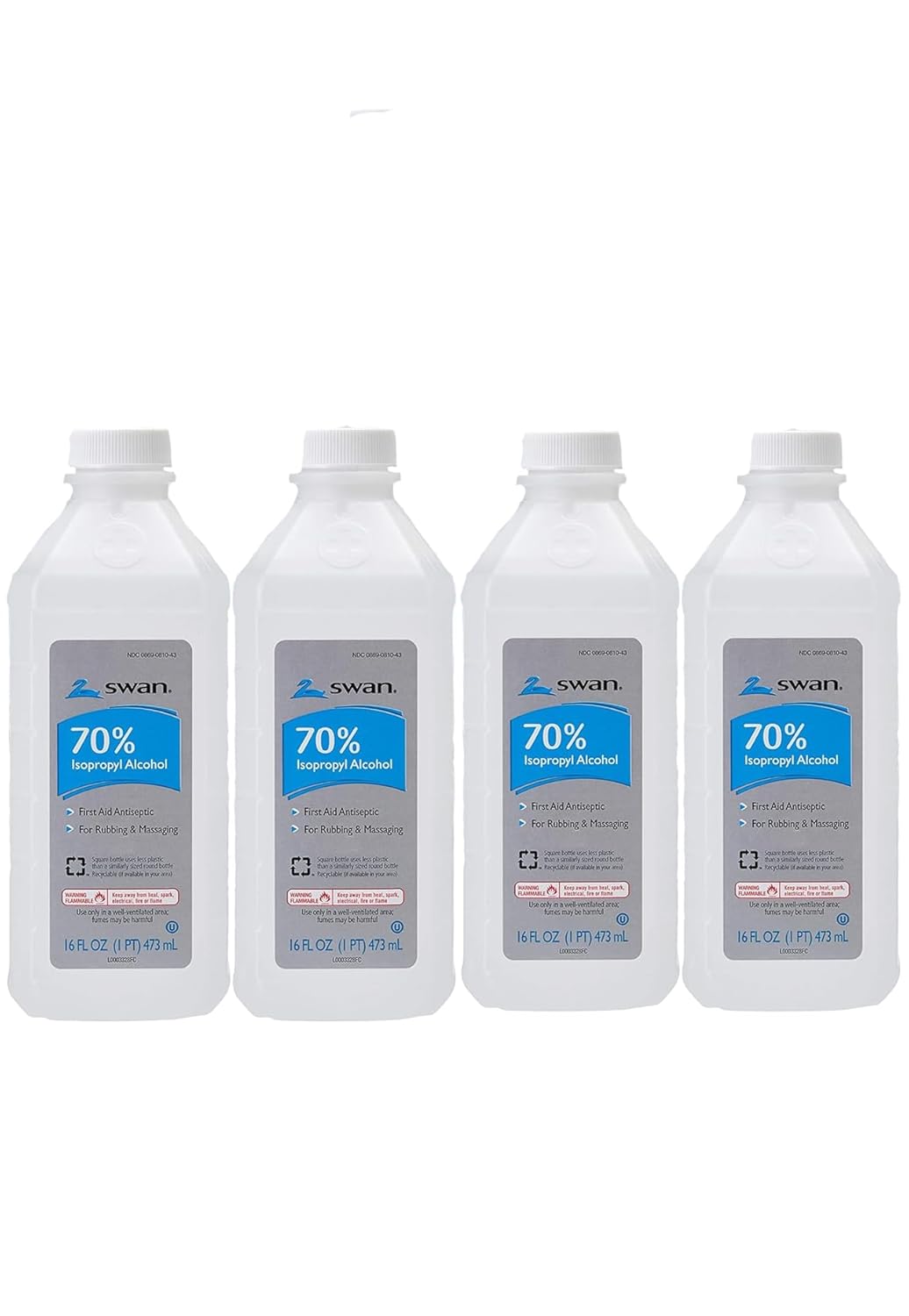 70% Isopropyl Alcohol 16 oz (4 Pack) – Rubbing Alcohol for First Aid, Skin Cleanser, Antiseptic Disinfectant for Cuts & Scrapes, Household Cleaning & Sanitizing