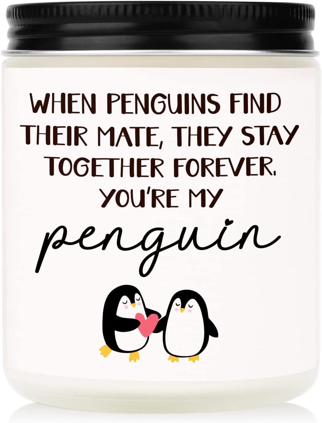 Leebbsin Penguin Candle Gifts for Him Her, Anniversary Birthday Wedding Gifts, Romantic Presents for Girlfriend Boyfriend Wife Husband, Cute Handmade Lavender Soy Wax Candle, 7oz