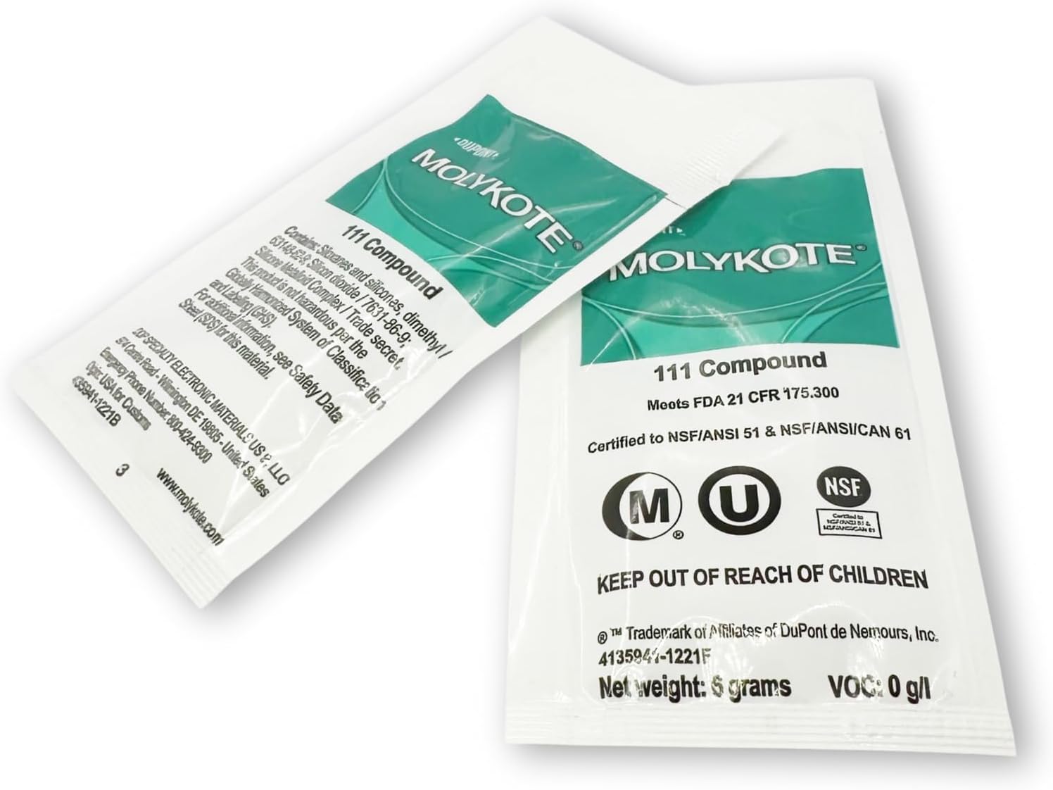 Grease for Espresso Machine Gaskets and O-rings. Molykote 111-Made in USA. Food Safe. Certified for use in all kitchen appliances. 2x 6g packs