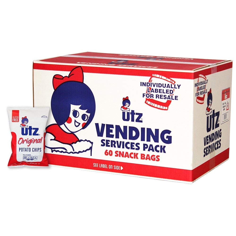 Utz Regular Crispy Potato Chips Made from Fresh Potatoes, Original, 1 Oz (Pack of 60)