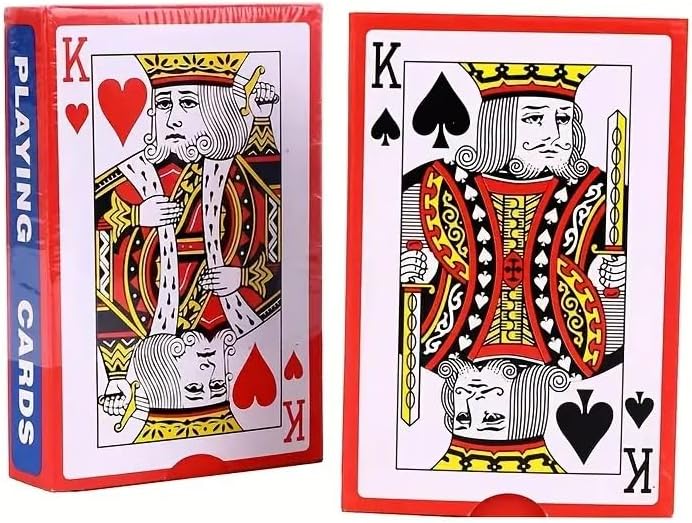 2pk STANDARD PLAYING DECK OF CARDS - Plastic Coated | 52 Cards & 2 Jokers Deck | Classic Poker, Snap, Black Jack, Solitaire, Rummy, Family Card Games | Durable, Smooth Shuffle UK Playing Card Set