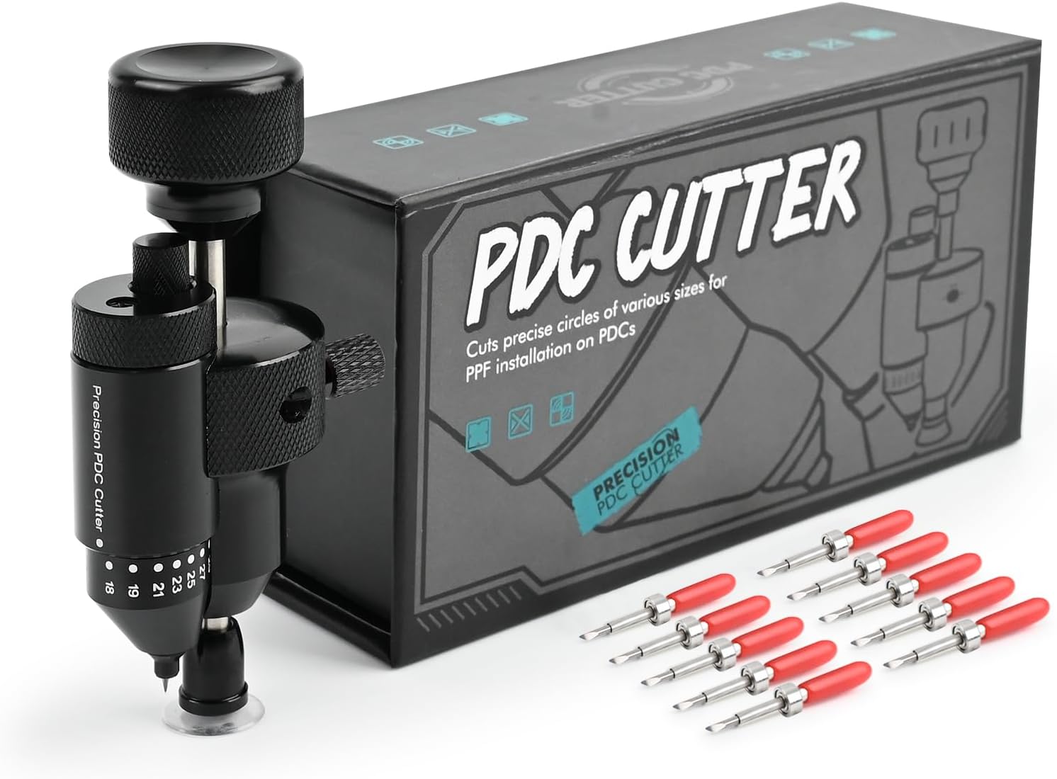 Gomake PPF Precision PDC Sensor Cutter,18mm-32mm Precise Car Radar Hole Cutting Aid for Vehicle Parking Sensors Vinyl Wrap Tool Kit