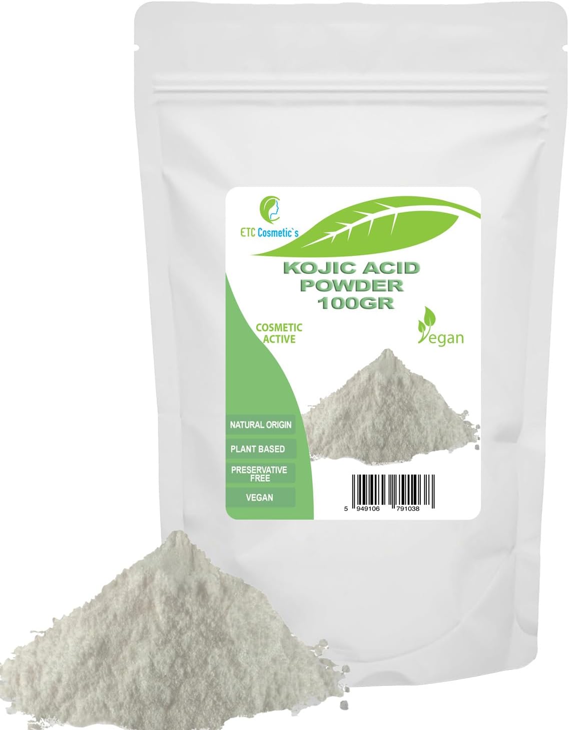 Kojic Acid Powder - 100 Gr - can be incorporated into skin care formulations designed to lighten skin tone, moisturizers, creams, lotions, gels, fluids, serums, soaps