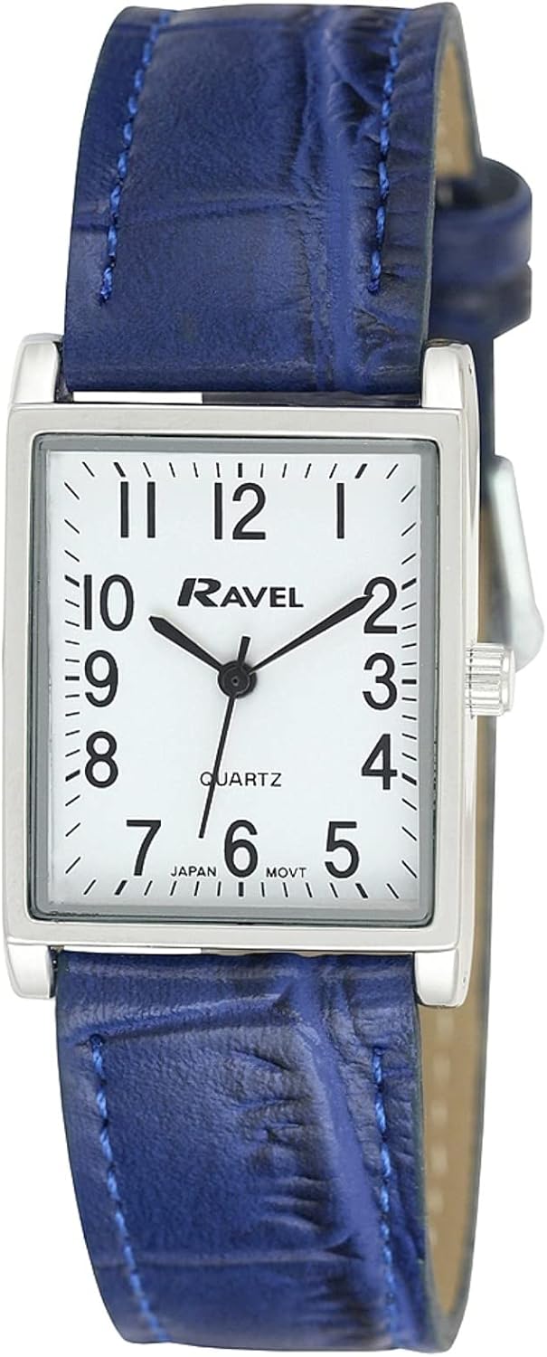 Ravel - Unisex Traditional Rectangular Watch with Clear Numeral Dial