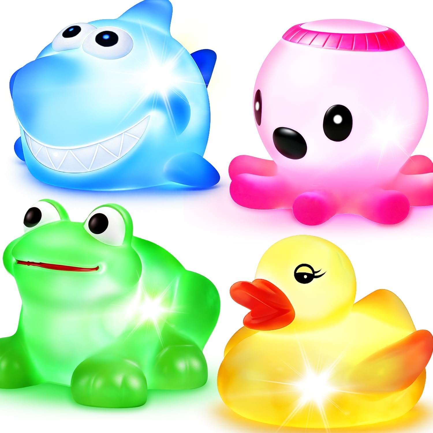 Floating Glow Bath Toys, 4 Pack Light Up Floating Water Toys