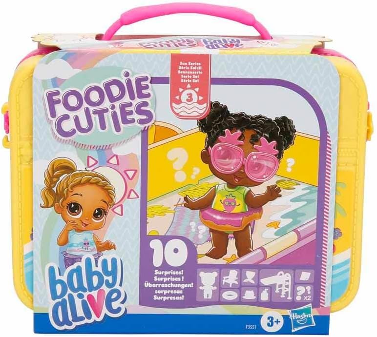 Baby Alive Foodie Cuties, Surprise Toy, 3-Inch Doll for Kids 3 and Up, 10 Surprises in Lunchbox-Style Case (Styles May Vary)