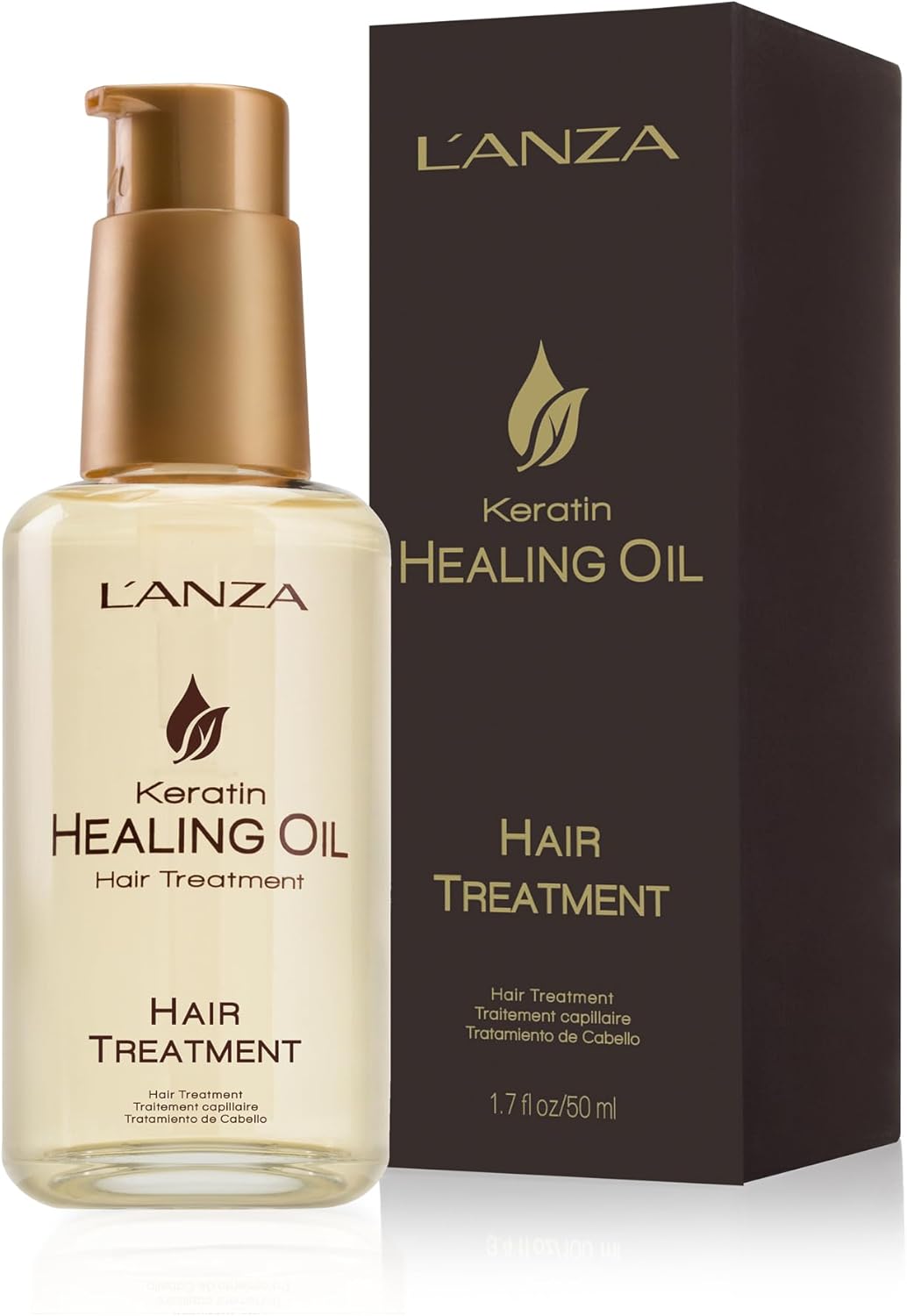 L'ANZA Keratin Healing Oil Treatment - Restores, Revives, and Nourishes Dry Damaged Hair & Scalp, With Restorative Phyto IV Complex, Protein, and UV Protection (50ml)