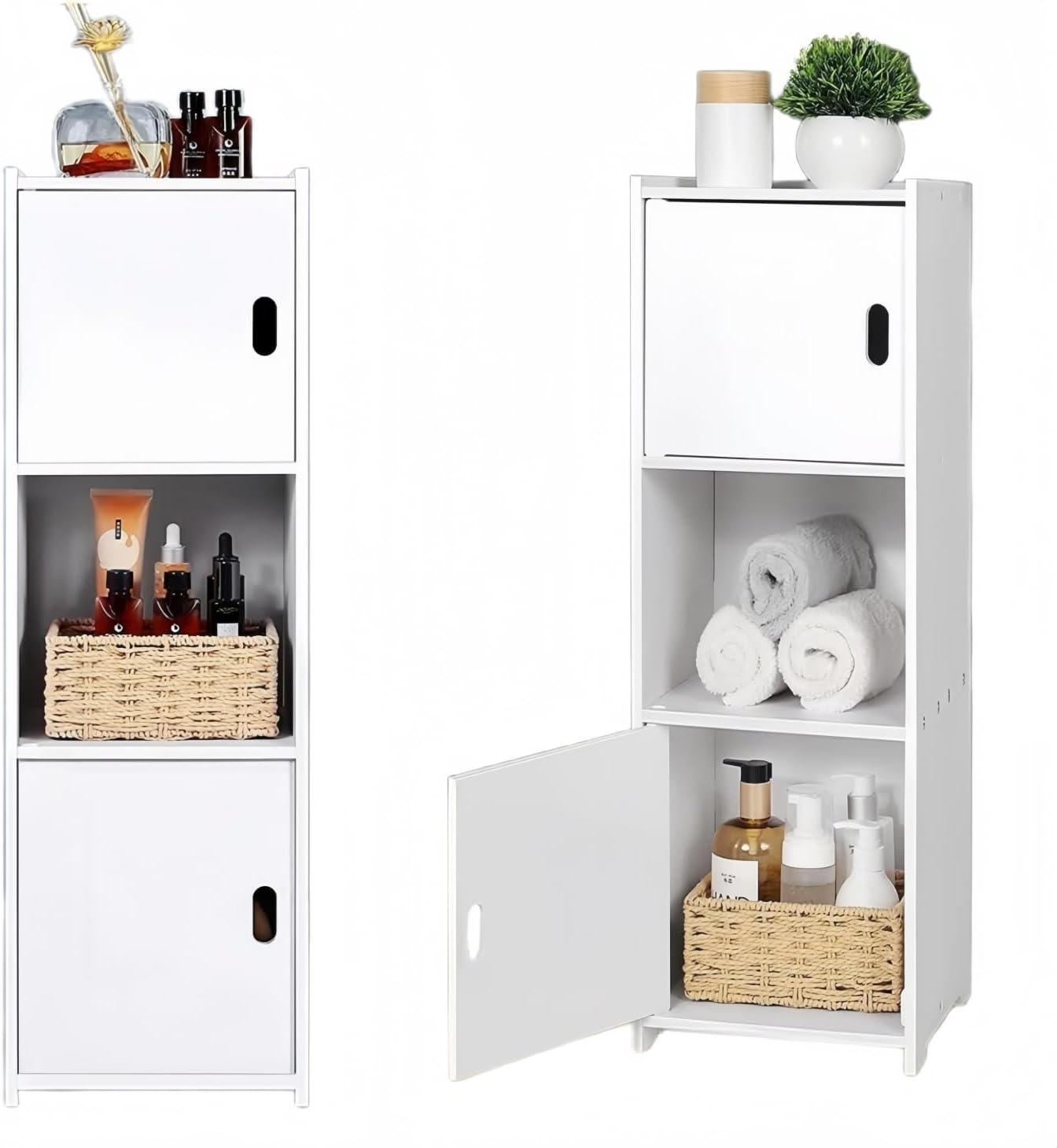 FENGSHENG-SHOP Waterproof Bathroom Cabinets, Storage Accessories Floor Standing Cabinet for Bathroom, Furniture for Kitchen Hallway, Storage Cupboard Unit with Daily use Layer 25 x 22 x 80 cm