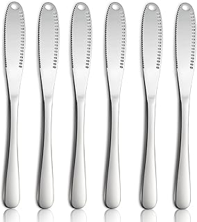 6PCS Butter Knife, 8.7” silver Butter Spreader, 3 in 1 Kitchen Gadgets Serrated, Stainless Steel Butter Knife Spreader, Butter Spreader Knife with Holes and Serrations
