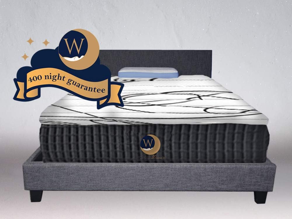 Luna Series 12” Dual-Firmness Hybrid Cool Sleep Mattress by WonderDreamz Made with CertiPur-US Certified Foam & Individually Encased Pocket Springs. 400 Night Guaranty w/ 10 yr Warranty