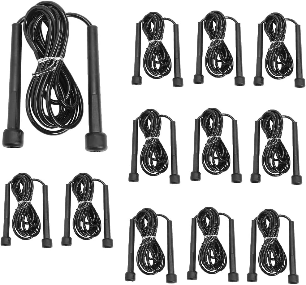 SATARGO, Black Skipping Ropes Pack of 12, Adjustable Length 278 cm, Jump Rope for Adults and Kids, Fitness Training, Schools, Boxing, Crossfit, Weight Loss, Fun Outdoor Activity