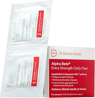 Dr Dennis Gross Alpha Beta Extra Strength Daily Peel | 2 Step Daily Treatment to Boost Radiance, Refine Pores, Clear Breakouts, and Smooth Lines & Wrinkles | 5 Treatments