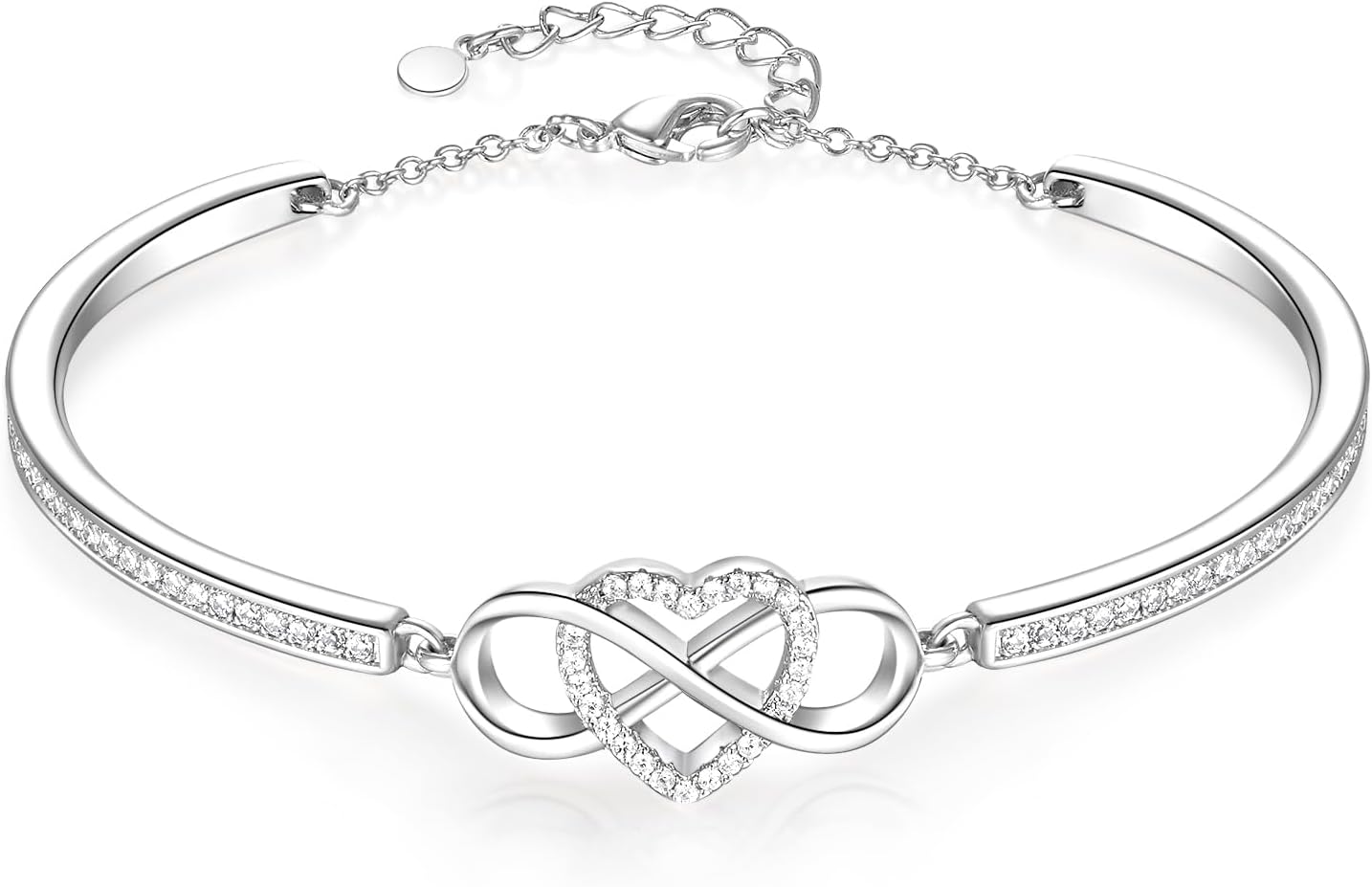 Angelady Infinity Bracelet for Womens, Silver Infinity Bracelets Bangles for Women Rose/Yellow Gold Bracelets Ladies Bracelets Birthday Mother's Day Gifts for Women/Mum/Wife