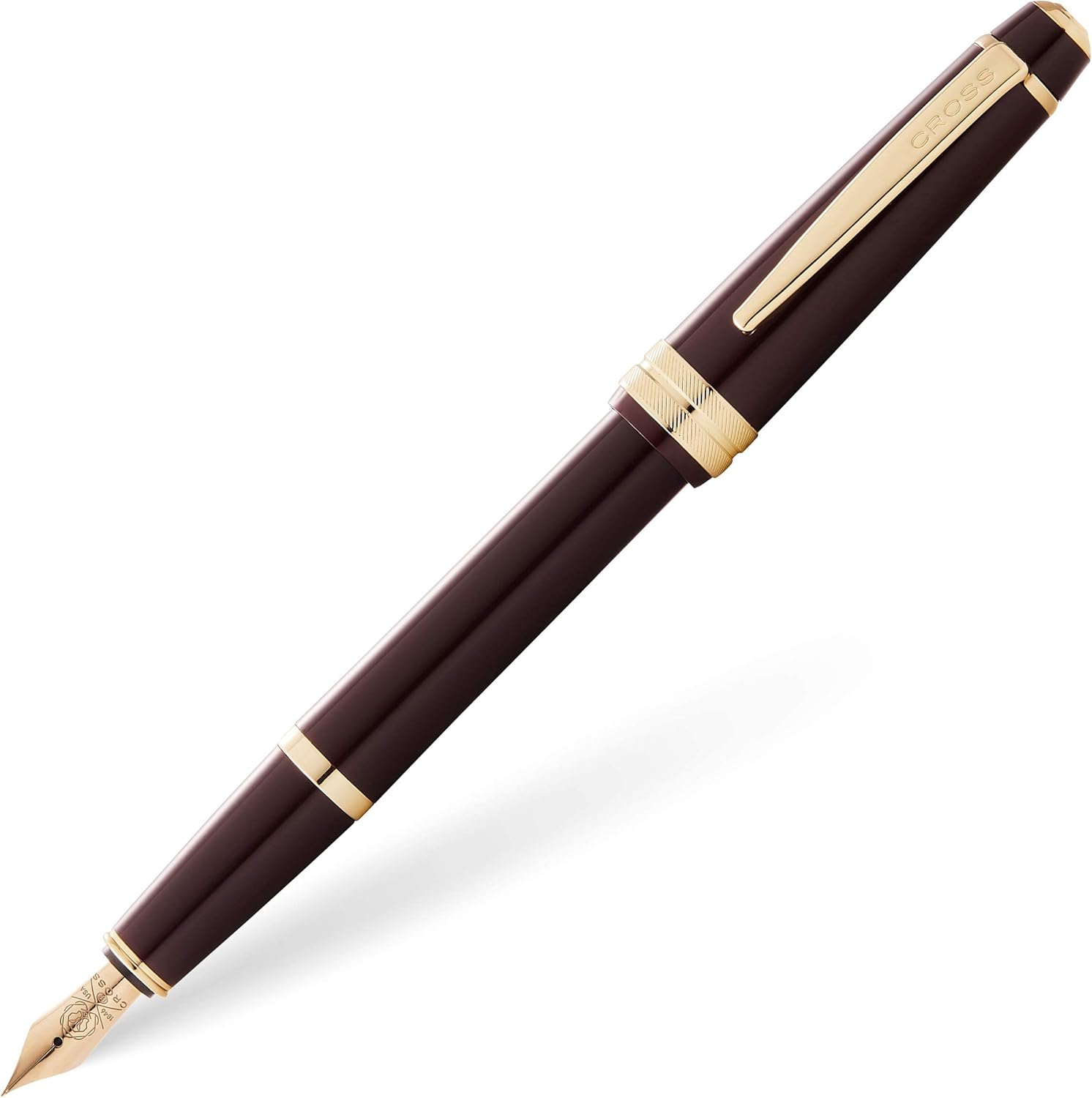 Cross Bailey Light Polished Burgundy Resin and Gold Tone Medium Nib Fountain Pen