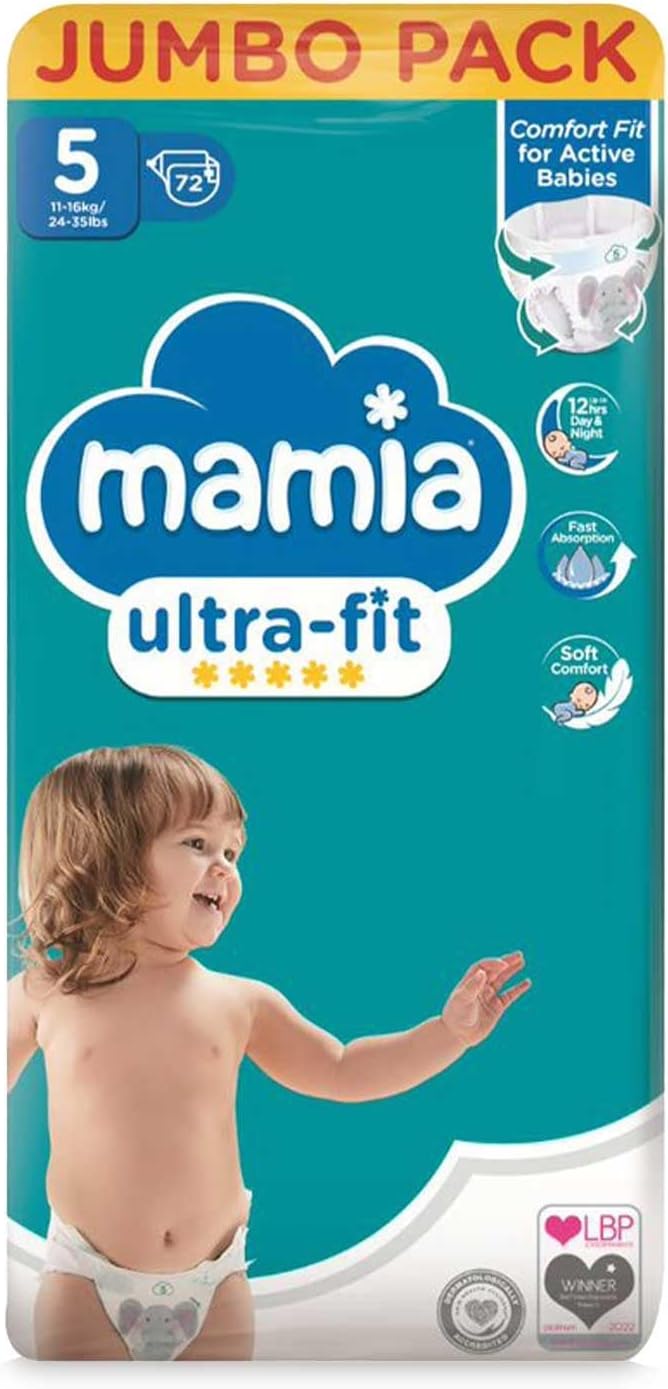 Mamia Size 5 Nappies Jumbo 72 Pack