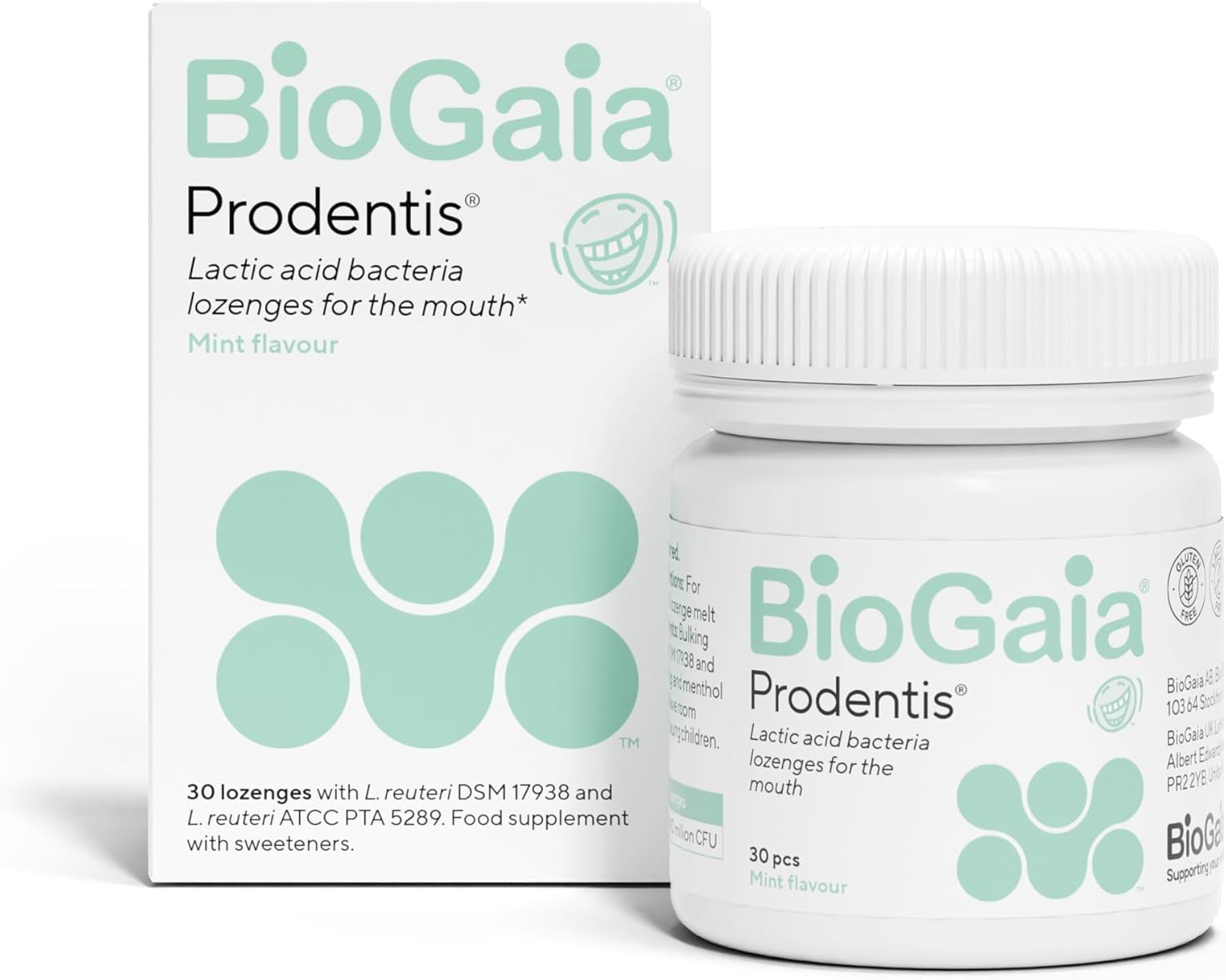 BioGaia Prodentis Oral Probiotics for Gums & Teeth | Innovative Dental Probiotics to Strengthen Teeth & Enamel | Unique Lactobacillus Reuteri | 30 Lozenges with Xylitol, no Added Sugar – Mint Flavour