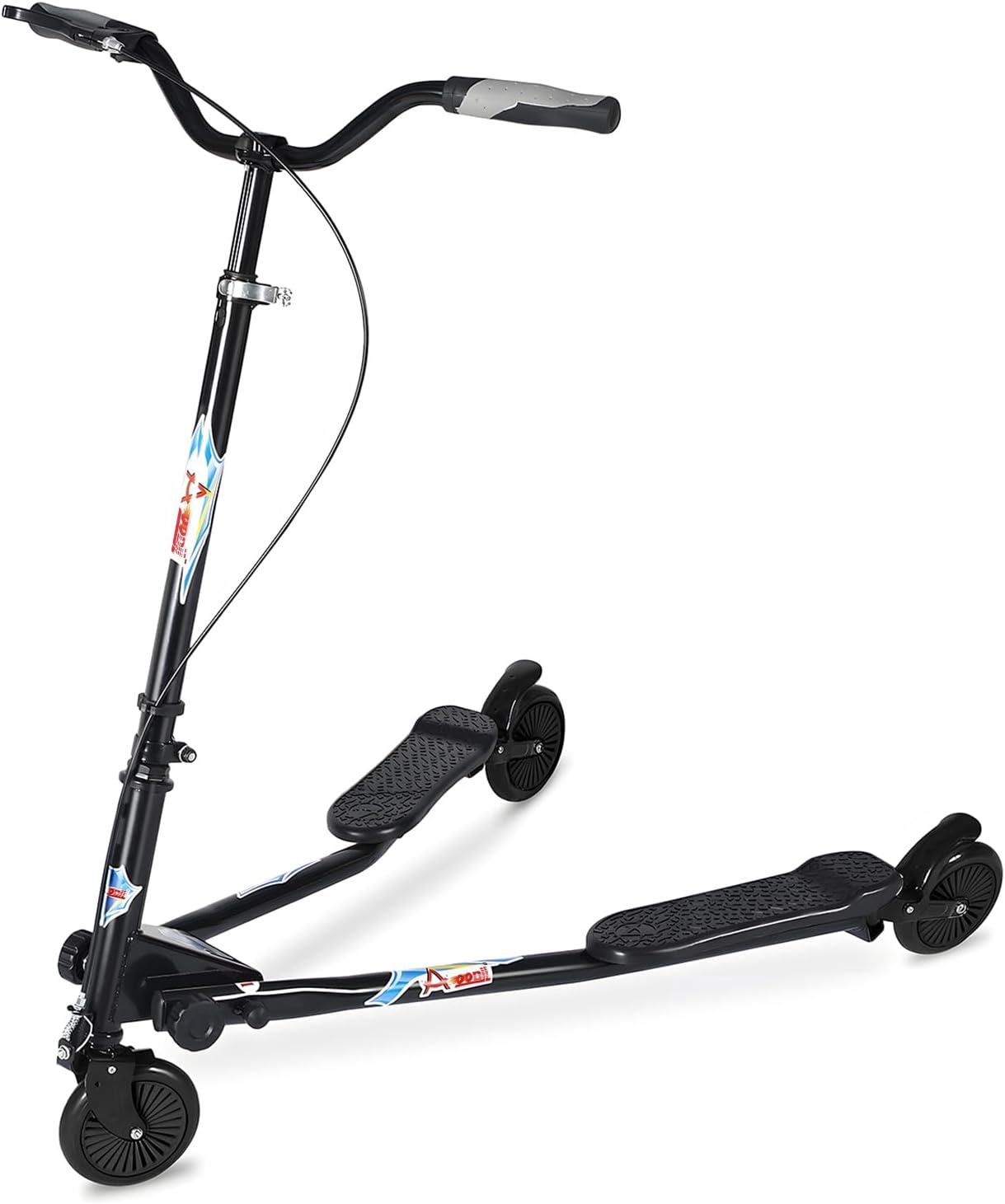 AOODIL Swing Scooter Adjustable 3 Wheels Foldable Wiggle Scooter Self Drifting for Kids/Adult Age 6 Years Old and Up