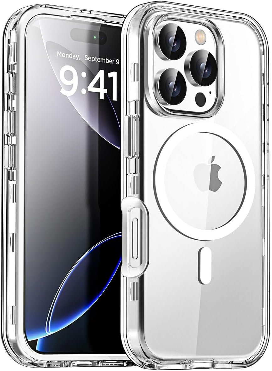 AICase for iPhone 16 Pro Case Clear[Compatible with MagSafe] Heavy Duty Drop Protection Full Body Rugged Shockproof/Dust Proof 3-Layer Military Protective Tough Durable Cover for iPhone 16 Pro 6.3"