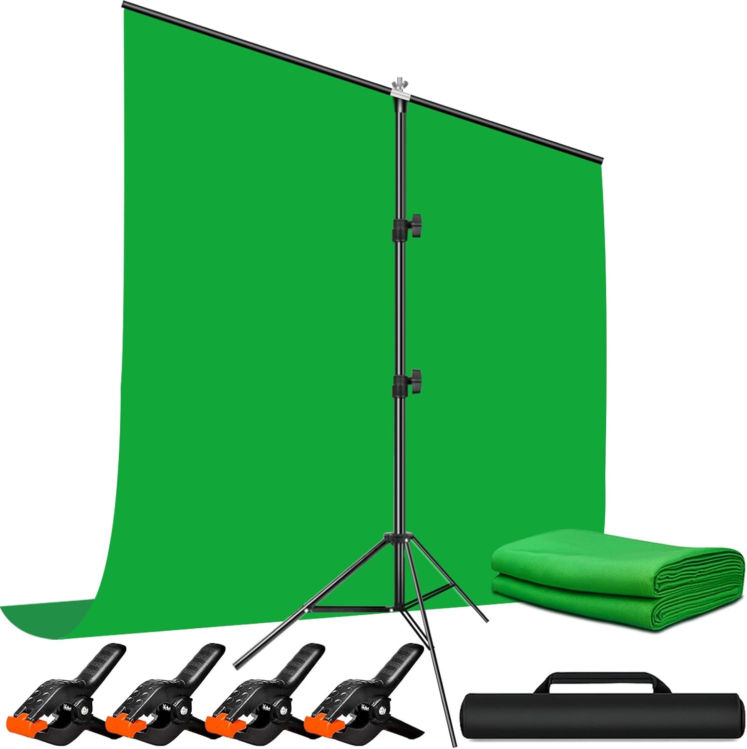 Heysliy Green Screen Background with Stand 2x2M/6.5x6.5Ft,1.5 x2M GreenScreen Photography Backdrop Kit for Gaming,Photo Studio,Stream,Chroma Key