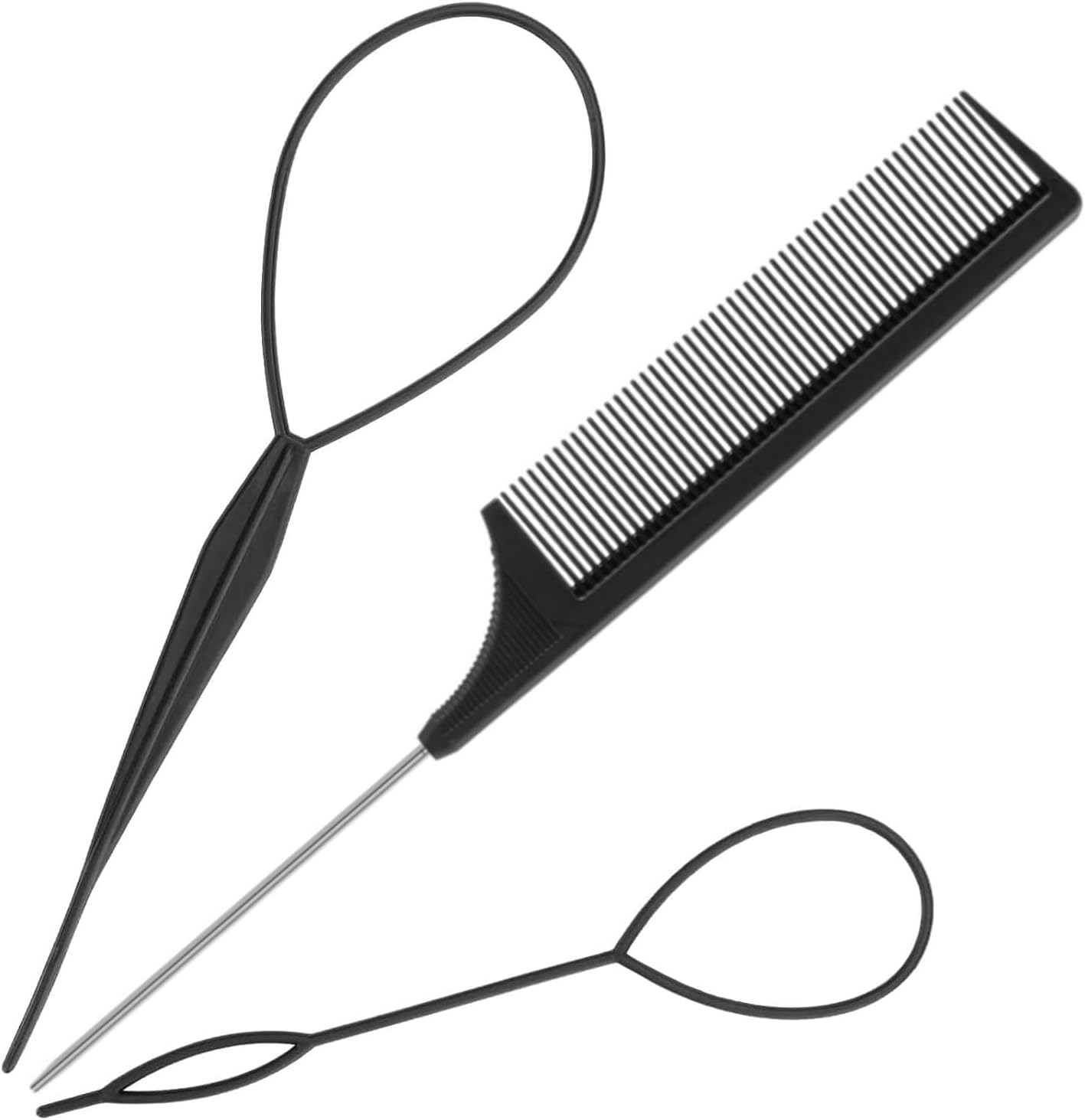 3pcs Topsy Tail Hair Tool, Hair Braiding Tool French Braid Loop Tool, Rat Tail Comb Fast Hair Styling Accessories