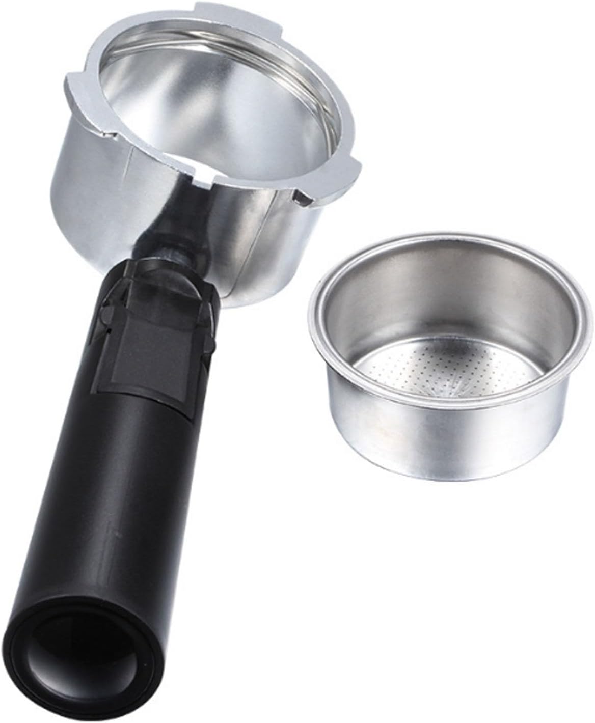 Coffee Machine Portafilter Handle, 51mm Replacement Bracket, Black and Silver