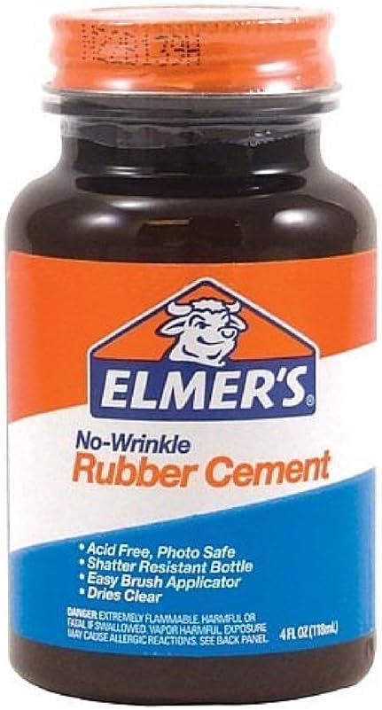 Elmer's Wrinkle Rubber Cement, Clear, Brush Applicator, 4 Ounce (3 Pack)
