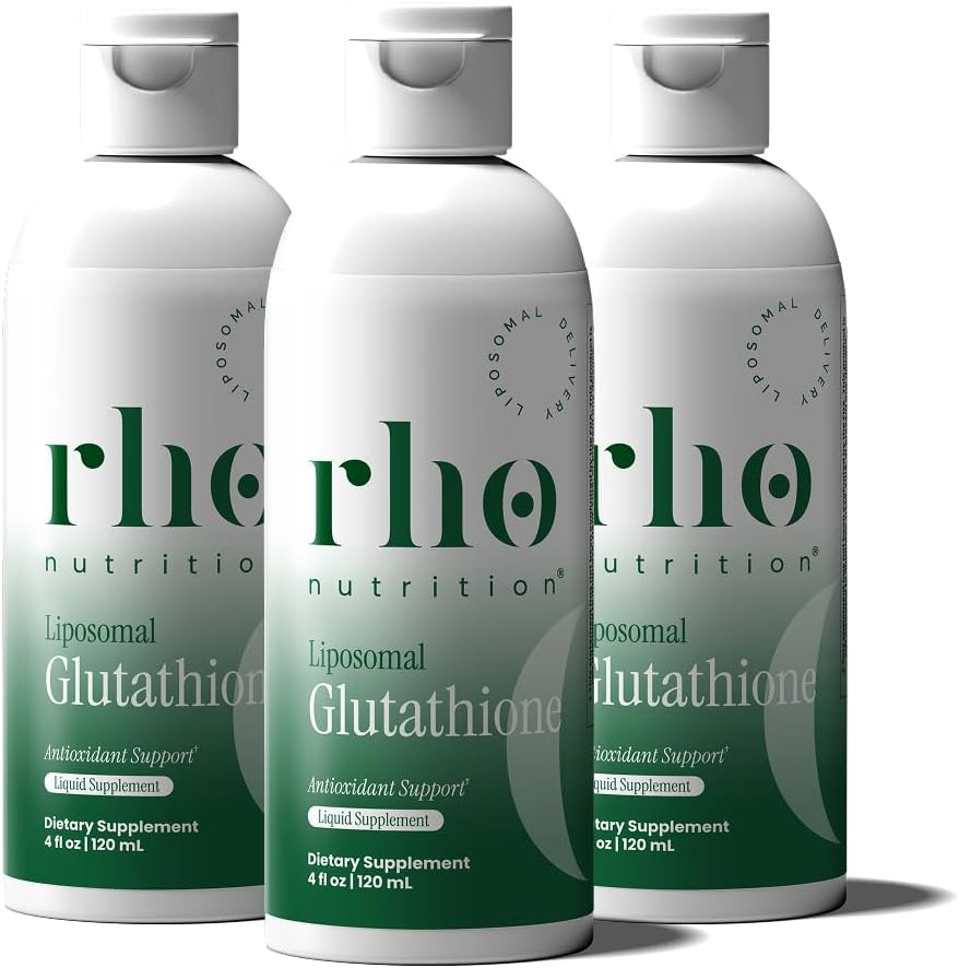 Rho Nutrition Liposomal Glutathione - Ultra High Absorption Liquid Glutathione Supplement - Supports Natural Detoxification, Immune System, Skin Health, Mental Clarity & Overall Well-Being - 3-Pack