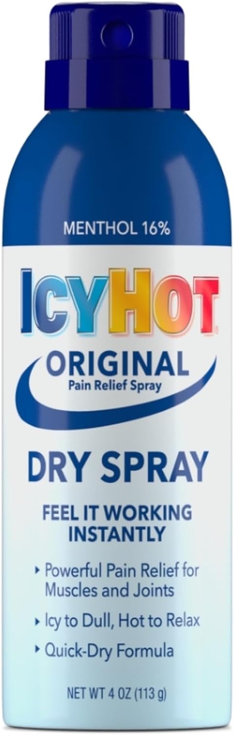 Icy Hot Original Pain Relief Dry Spray with 16% Menthol, Pain Relief for Muscles & Joints, 4 oz.