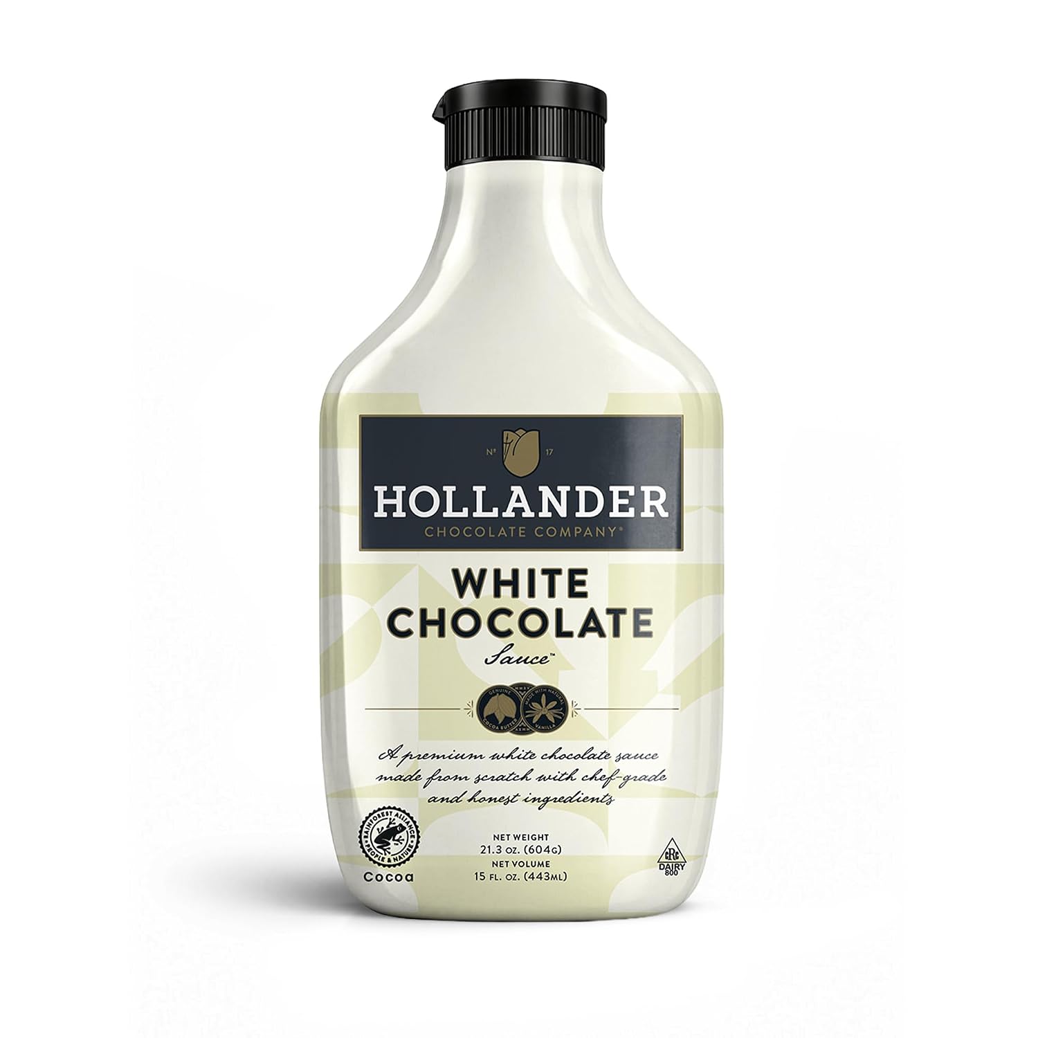 Hollander White Chocolate Cafe Sauce, 15 oz Squeeze Bottle